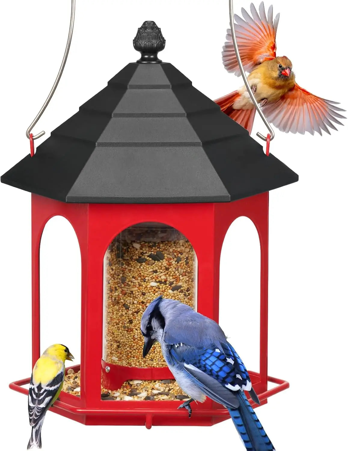 Elevate Your Garden with the Kingsyard Rust-Resistant Metal Bird Feeder - 3 Lbs Capacity, Squirrel Proof, Easy to Clean & Perfect for Attracting Cardinals, Finches, and Bluebirds!