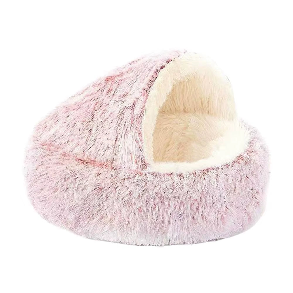 Winter Plush Round Cat Bed