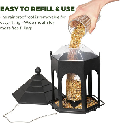 Elevate Your Garden with the Kingsyard Rust-Resistant Metal Bird Feeder - 3 Lbs Capacity, Squirrel Proof, Easy to Clean & Perfect for Attracting Cardinals, Finches, and Bluebirds!