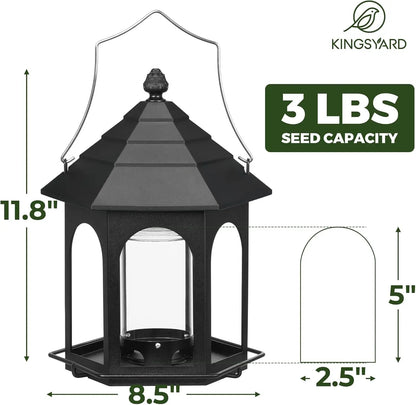 Elevate Your Garden with the Kingsyard Rust-Resistant Metal Bird Feeder - 3 Lbs Capacity, Squirrel Proof, Easy to Clean & Perfect for Attracting Cardinals, Finches, and Bluebirds!