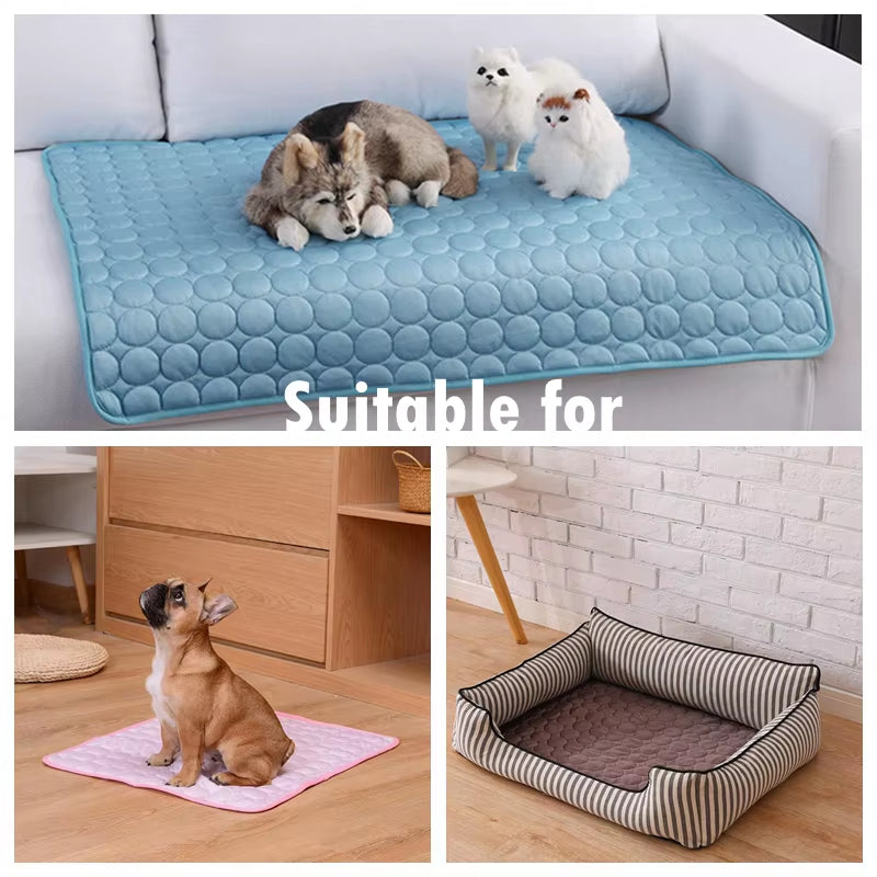 Cooling Summer Pet Mat for Dogs and Cats - Breathable and Washable Bed for Small, Medium, and Large Pets, Ideal for Car and Sofa Use