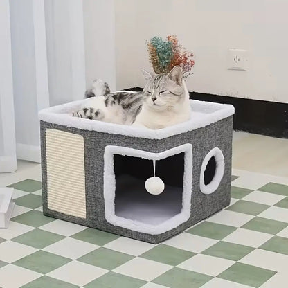 Indoor Cat Bed with Spacious Entry