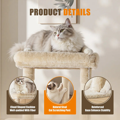 63-Inch Multi-Level Cat Tree Tower with Natural Sisal Scratching Post