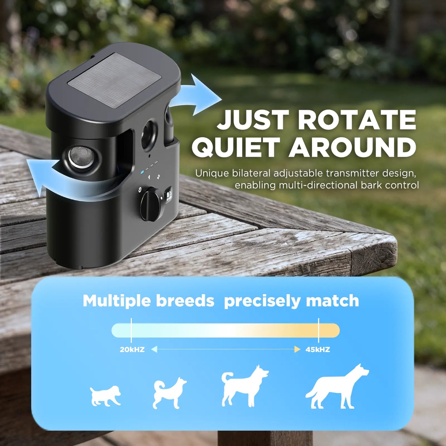 180° Solar-Powered Ultrasonic Dog Bark Control Device