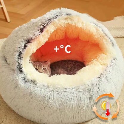 Winter Plush Round Cat Bed