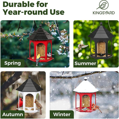 Elevate Your Garden with the Kingsyard Rust-Resistant Metal Bird Feeder - 3 Lbs Capacity, Squirrel Proof, Easy to Clean & Perfect for Attracting Cardinals, Finches, and Bluebirds!