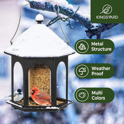 Elevate Your Garden with the Kingsyard Rust-Resistant Metal Bird Feeder - 3 Lbs Capacity, Squirrel Proof, Easy to Clean & Perfect for Attracting Cardinals, Finches, and Bluebirds!