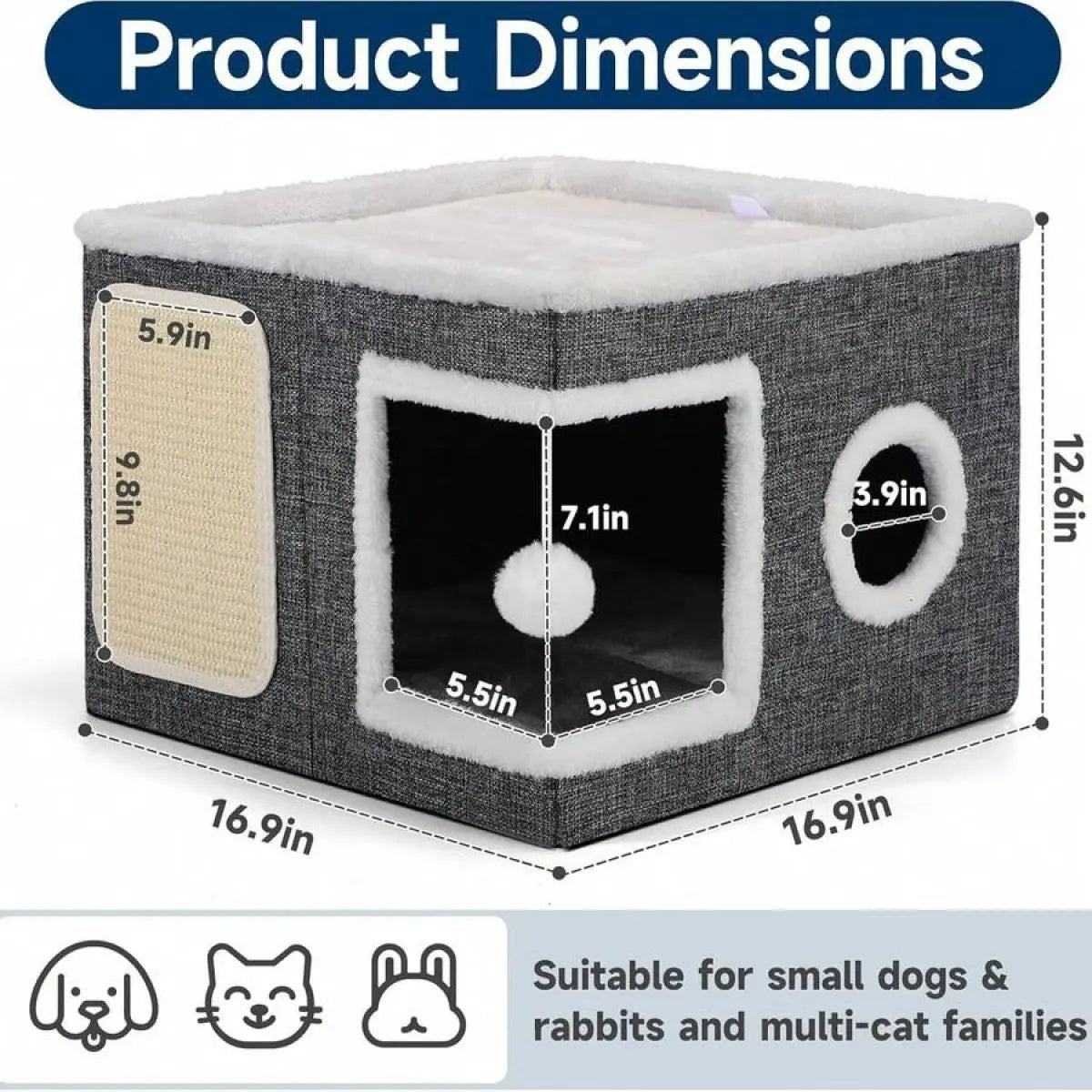 Indoor Cat Bed with Spacious Entry