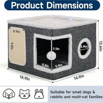 Indoor Cat Bed with Spacious Entry