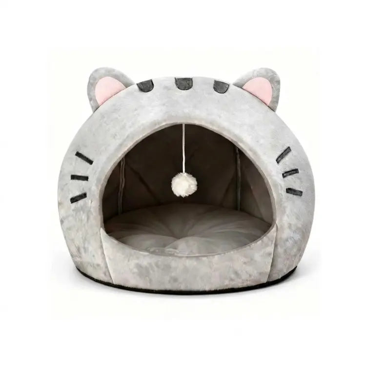 Ultimate Cozy Cat Cave Bed with Fun Hanging Ball Toy