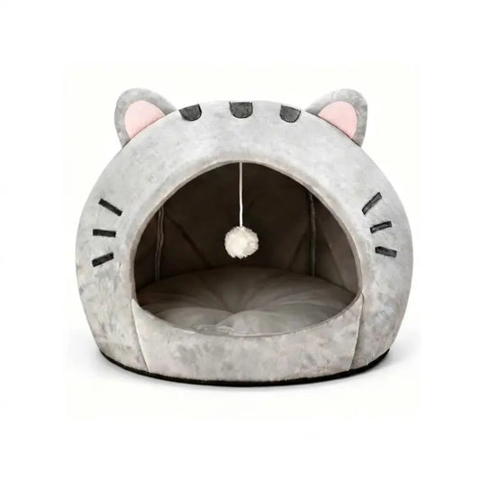 Ultimate Cozy Cat Cave Bed with Fun Hanging Ball Toy