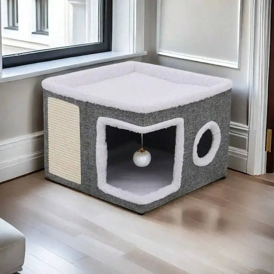 Indoor Cat Bed with Spacious Entry
