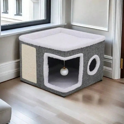 Indoor Cat Bed with Spacious Entry