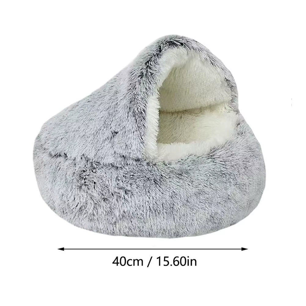 Winter Plush Round Cat Bed
