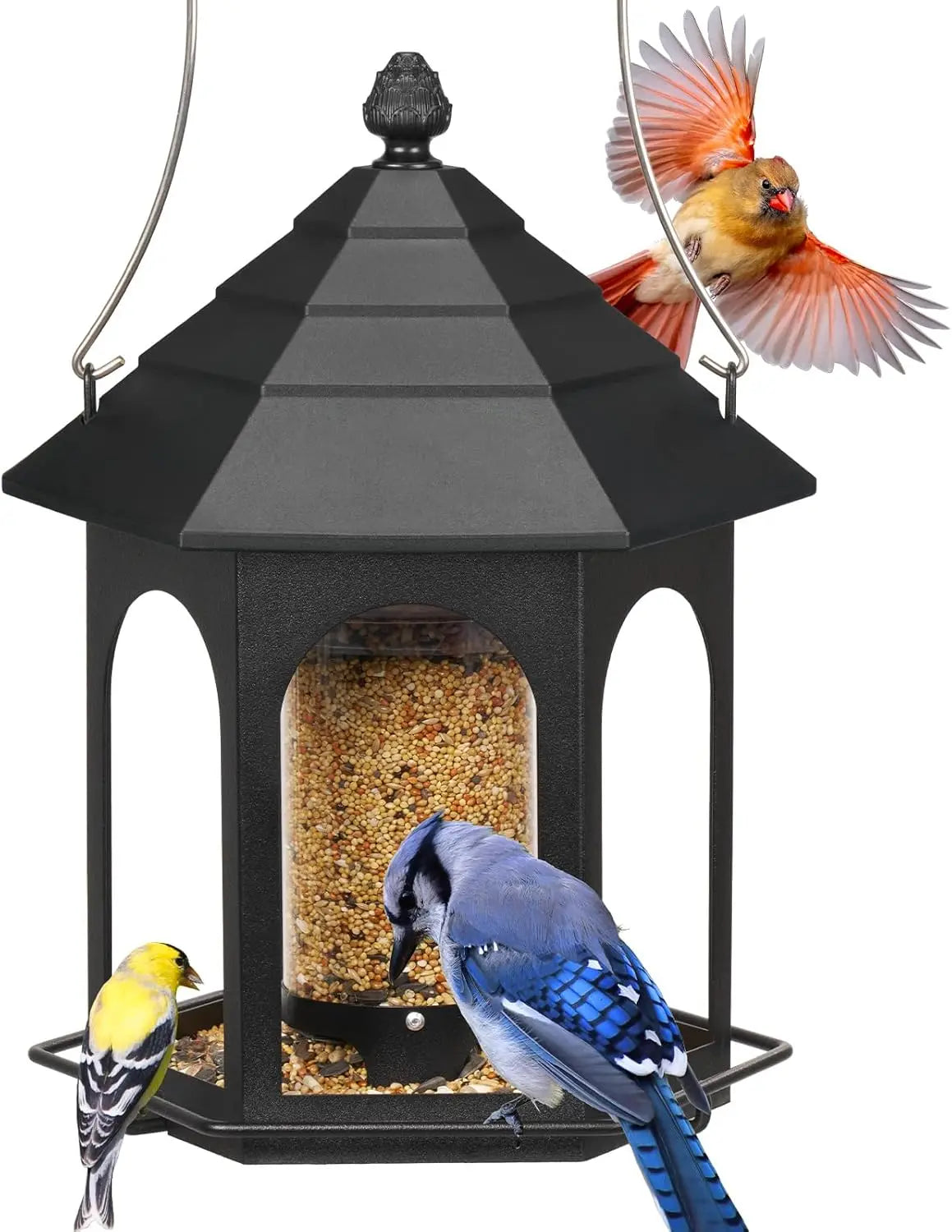 Elevate Your Garden with the Kingsyard Rust-Resistant Metal Bird Feeder - 3 Lbs Capacity, Squirrel Proof, Easy to Clean & Perfect for Attracting Cardinals, Finches, and Bluebirds!