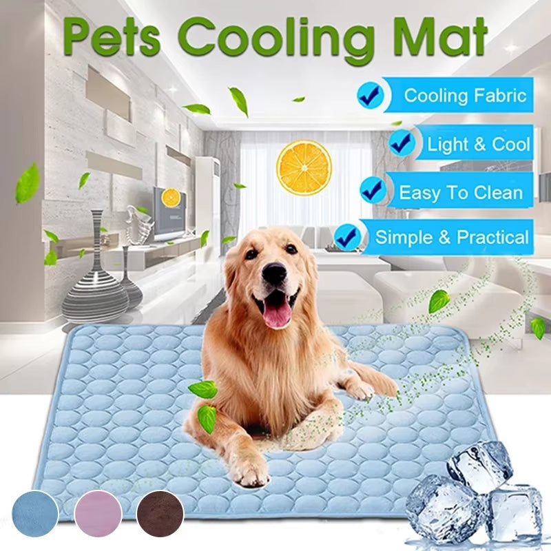 Cooling Summer Pet Mat for Dogs and Cats - Breathable and Washable Bed for Small, Medium, and Large Pets, Ideal for Car and Sofa Use