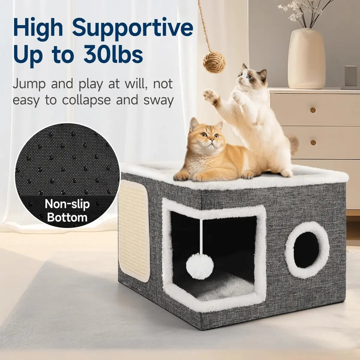 Indoor Cat Bed with Spacious Entry