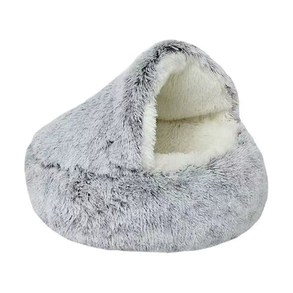 Winter Plush Round Cat Bed