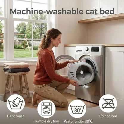 Ultimate Cozy Cat Cave Bed with Fun Hanging Ball Toy